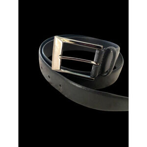Mens Warehouse Black Leather Belt Size 34 Men Classic Style Metal Buckle